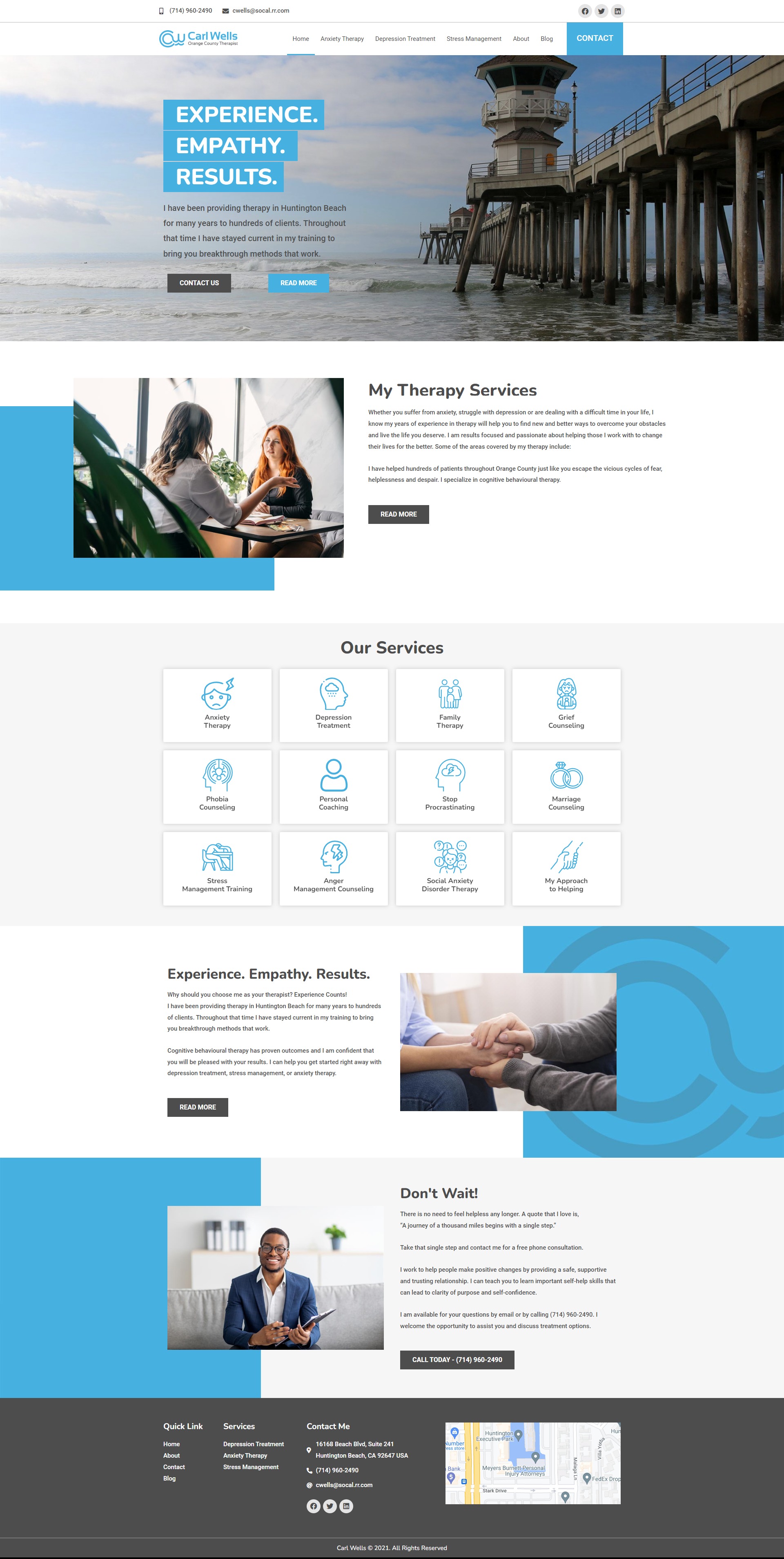 Screenshot of the Carl Wells Therapist website