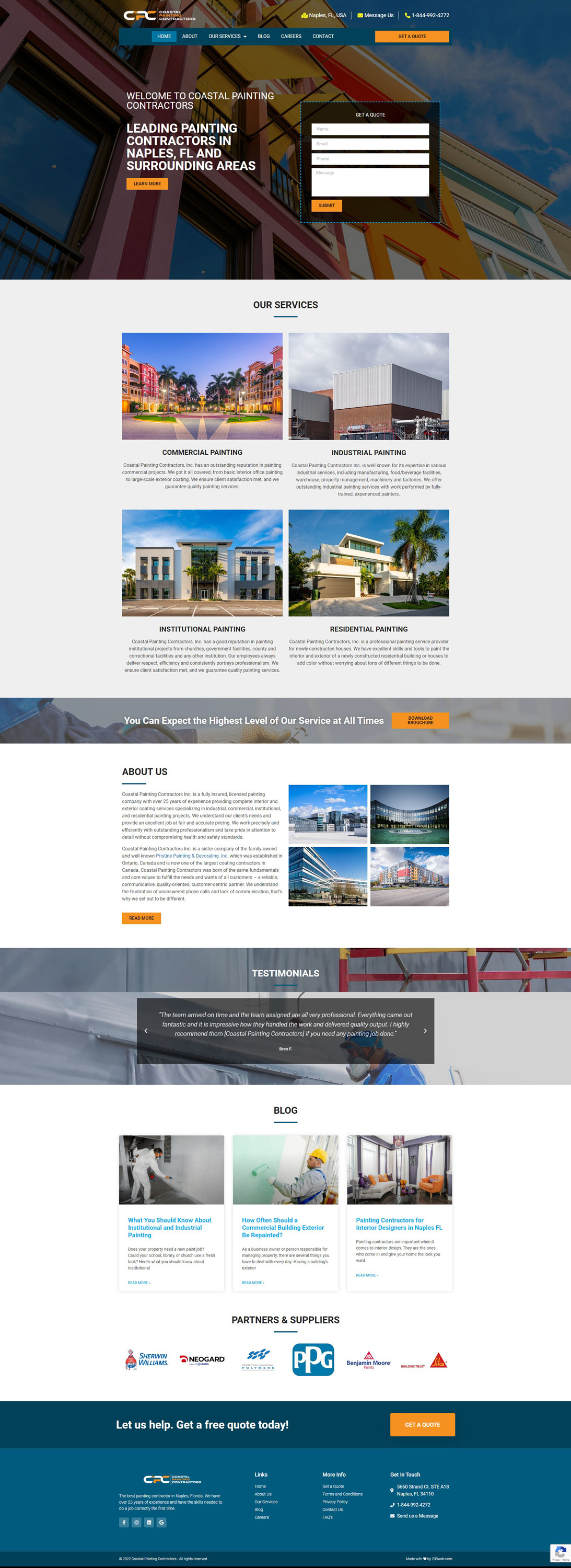 Screenshot of the Coastal Painting Contractors website