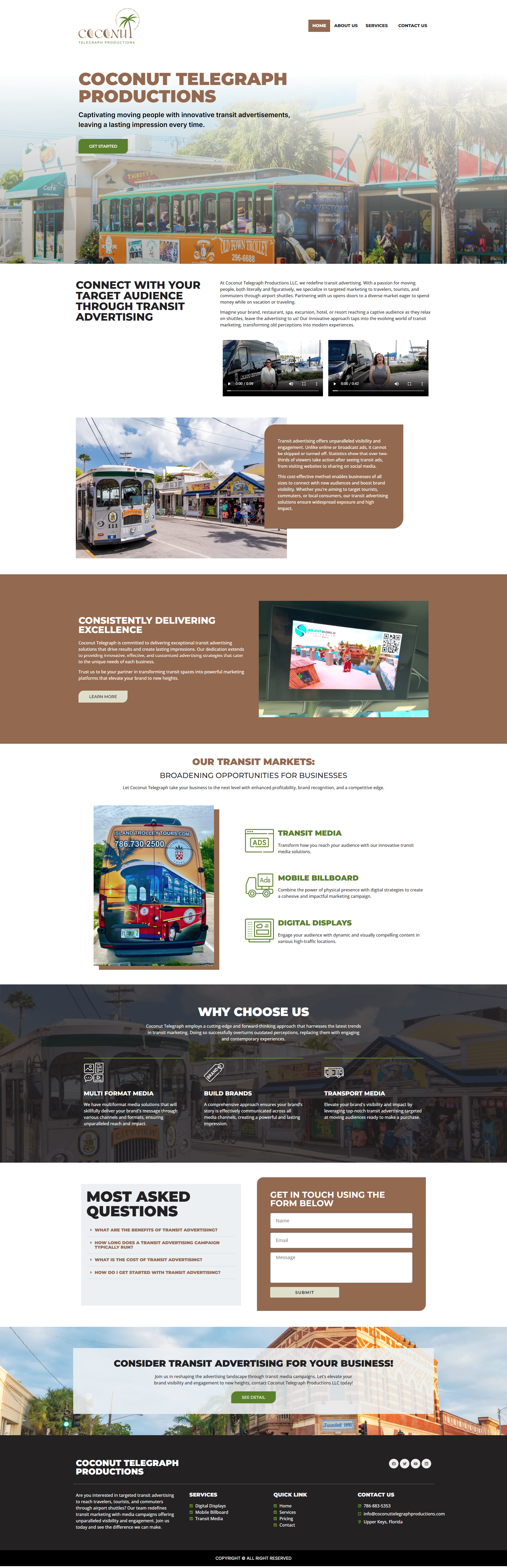 Screenshot of the Coconut Telegraph Productions website