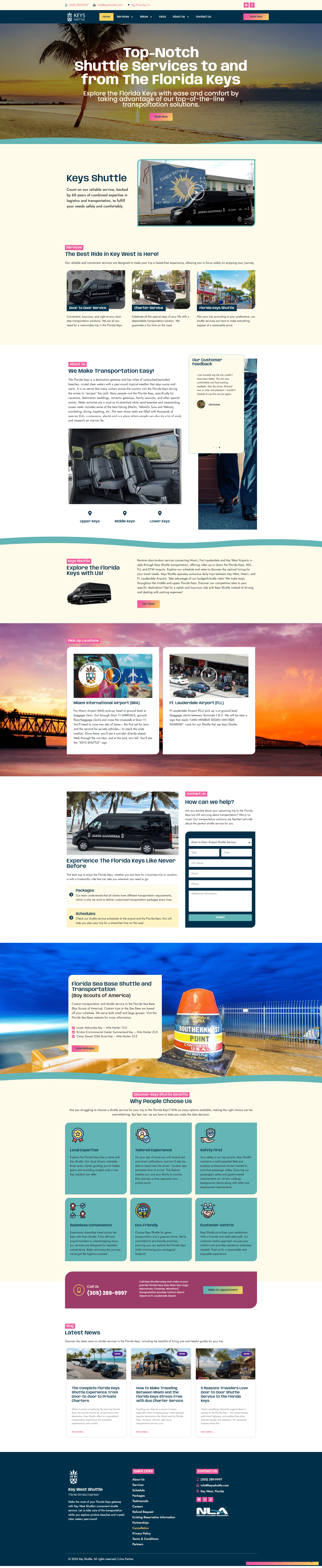 Screenshot of the Key West Shuttle website