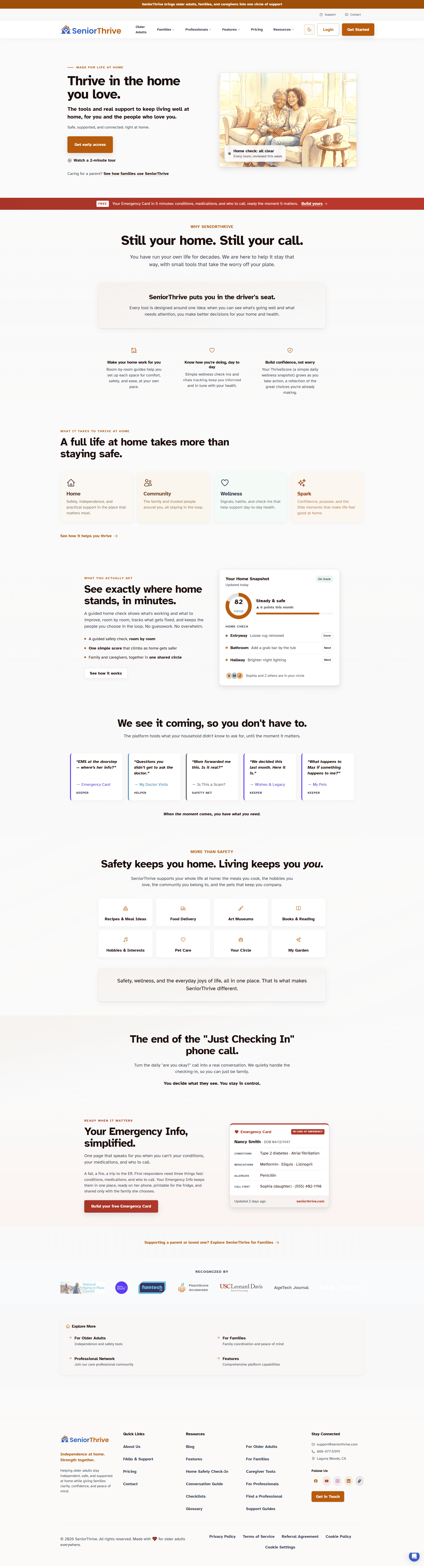 Screenshot of the Senior Thrive website