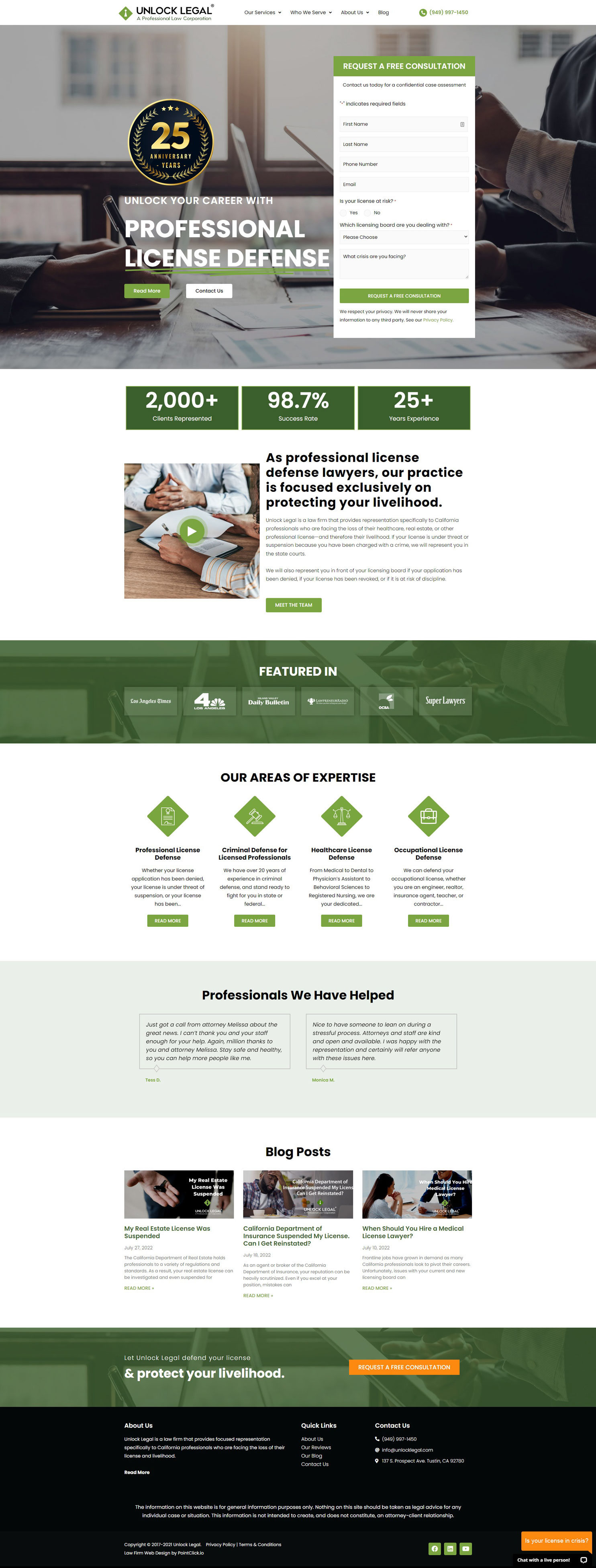 Screenshot of the Unlock Legal website