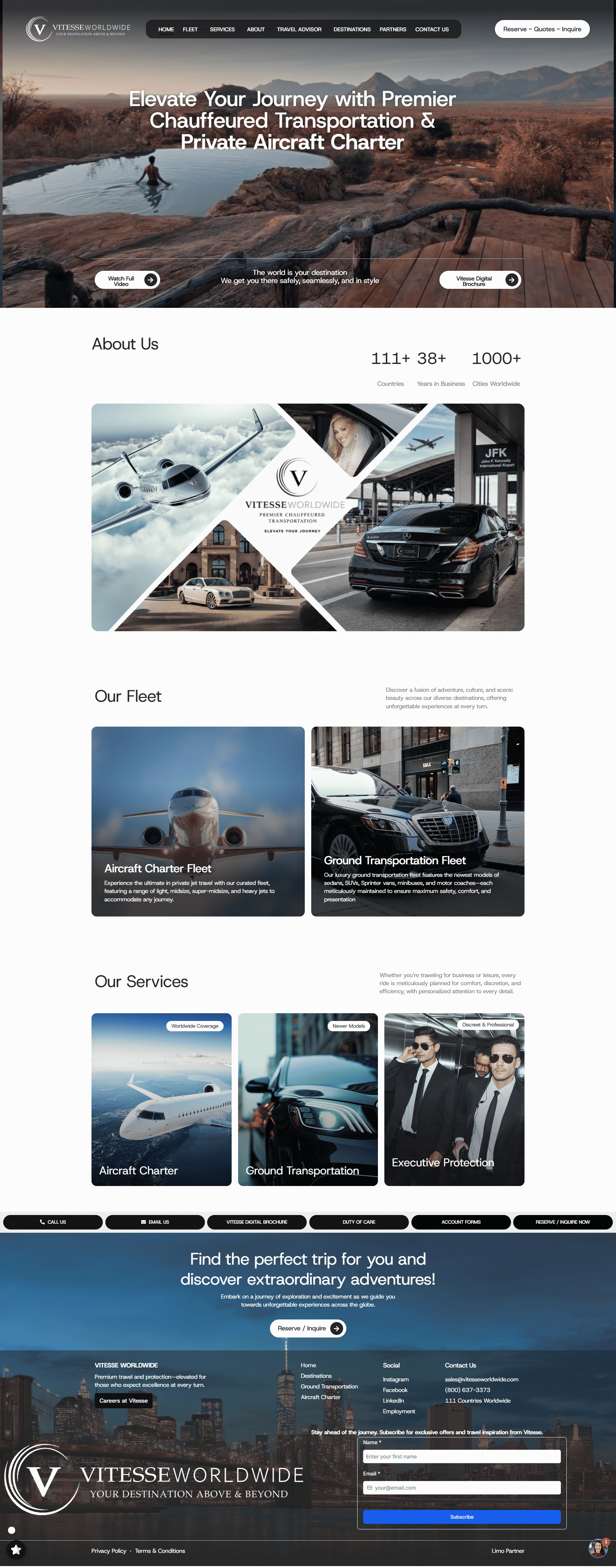 Screenshot of the Vitesse Worldwide website