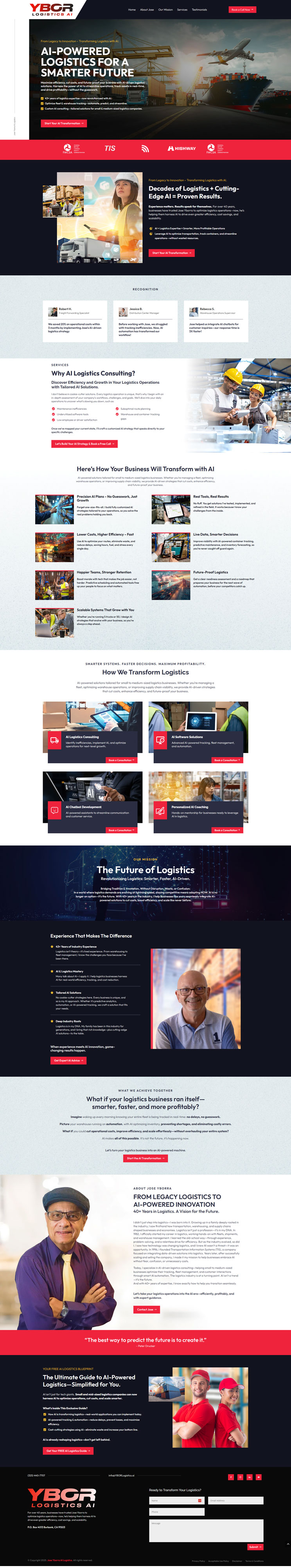 Screenshot of the YBOR Logistics website